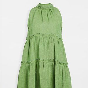 Lisa Marie Fernandez Erica Ruffle Midi Dress in Green